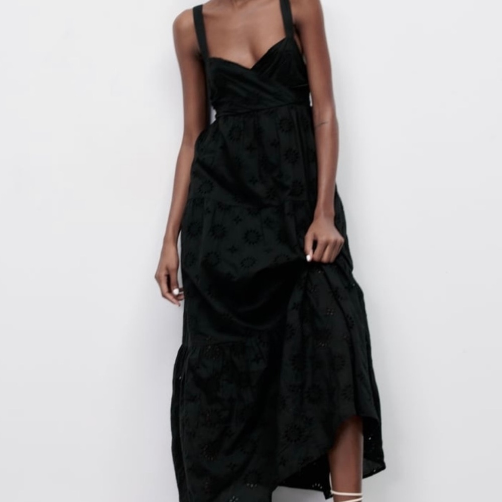 Zara eyelet black dress